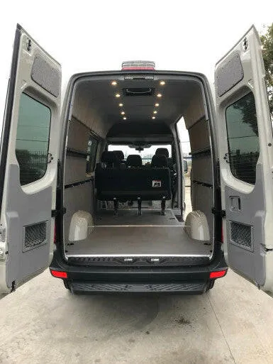 07 SPRINTER VAN REAR DOOR UPPER PANELS, TWEED WRAPPED PLYWOOD