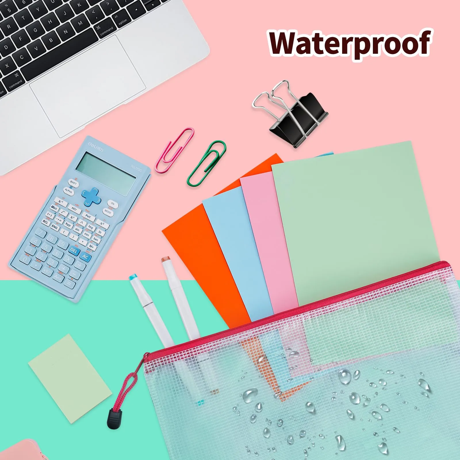 24pcs Mesh Zipper Pouch Bags - 8 Sizes Plastic Zipper Pouches for Organization, Mesh Bags with Zipper, Waterproof Clear Travel Pouches, UMETDO File Bag with Zipper for Office Supplies