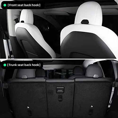 2nd Row Rear Seat Headrest Storage Hooks for Tesla Model Y (Carbon Fiber)