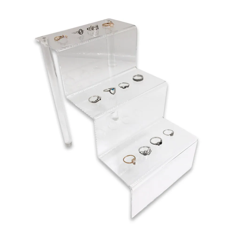 3 Set Displays of 3 Tiers Clear Acrylic Glass Riser Step Display