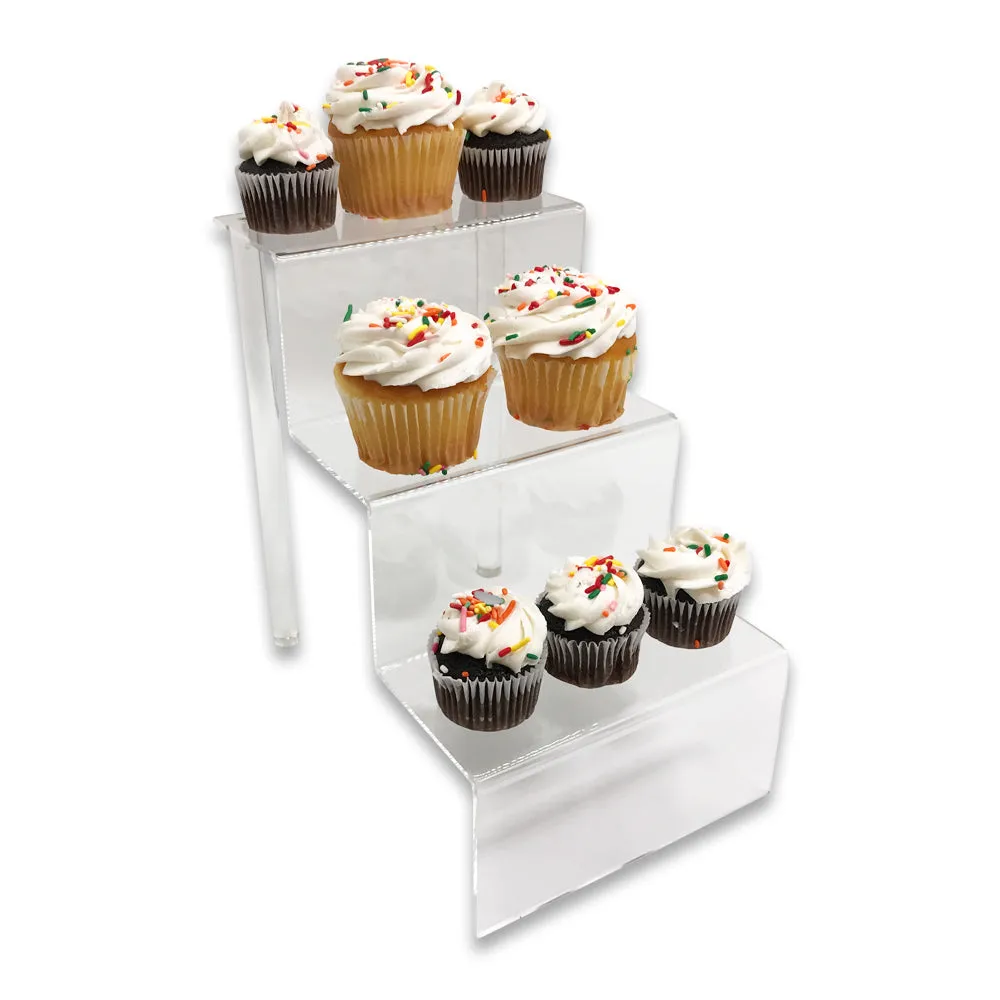 3 Set Displays of 3 Tiers Clear Acrylic Glass Riser Step Display