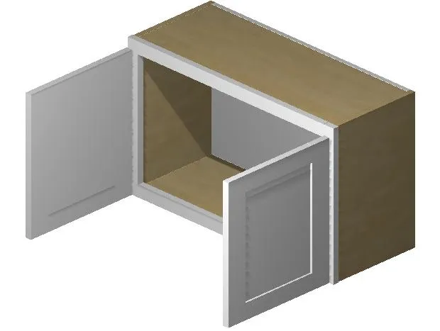 33" Wide Bridge White Double Shaker 1-1/4" Overlay Wall Cabinet - Double Door 15" Tall - 24" Deep