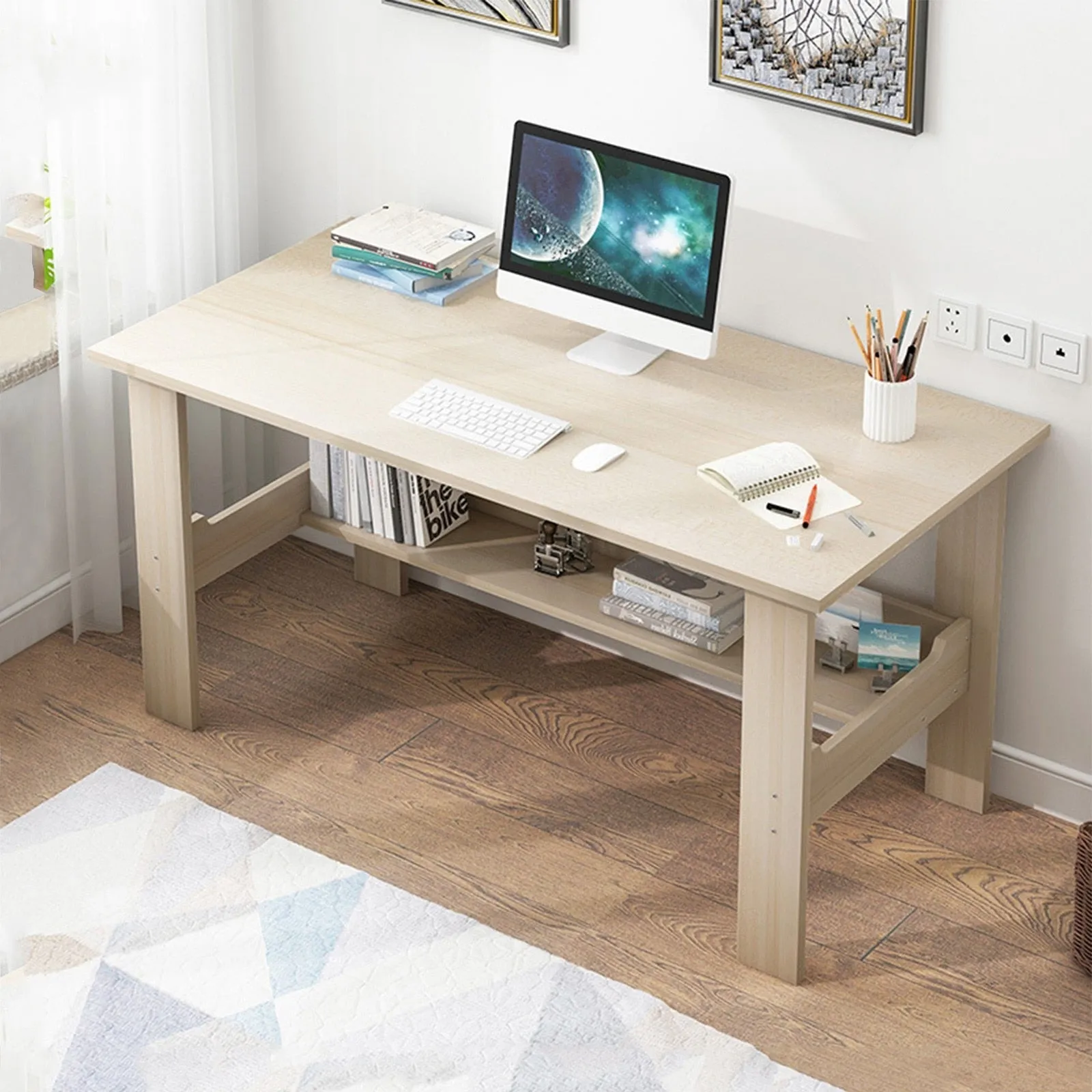 39'' Modern Computer Desk With Storage Shelf