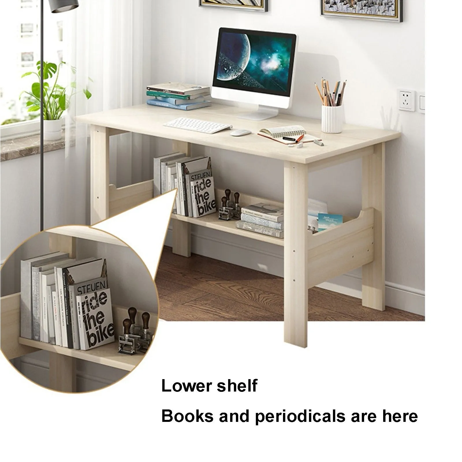 39'' Modern Computer Desk With Storage Shelf