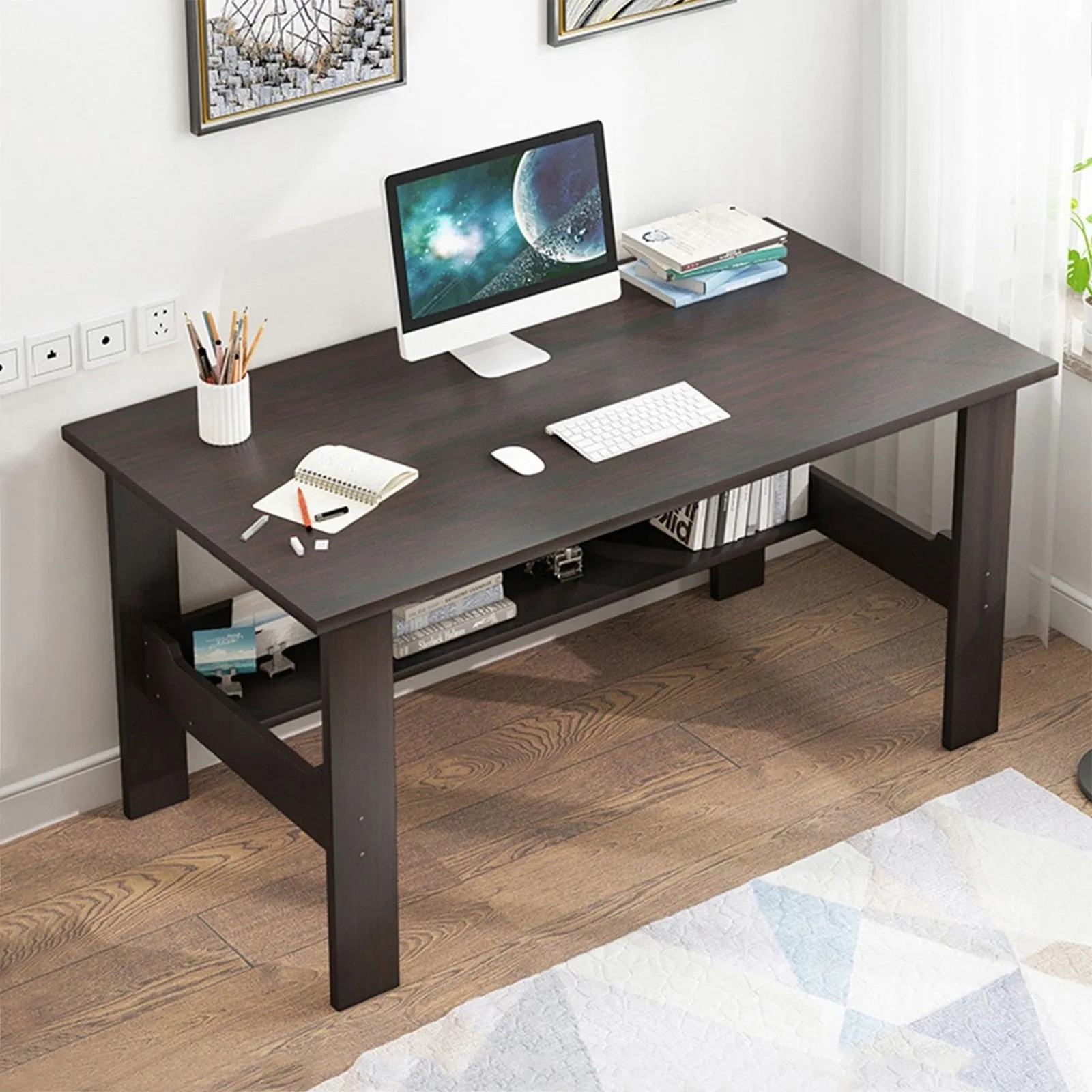 39'' Modern Computer Desk With Storage Shelf