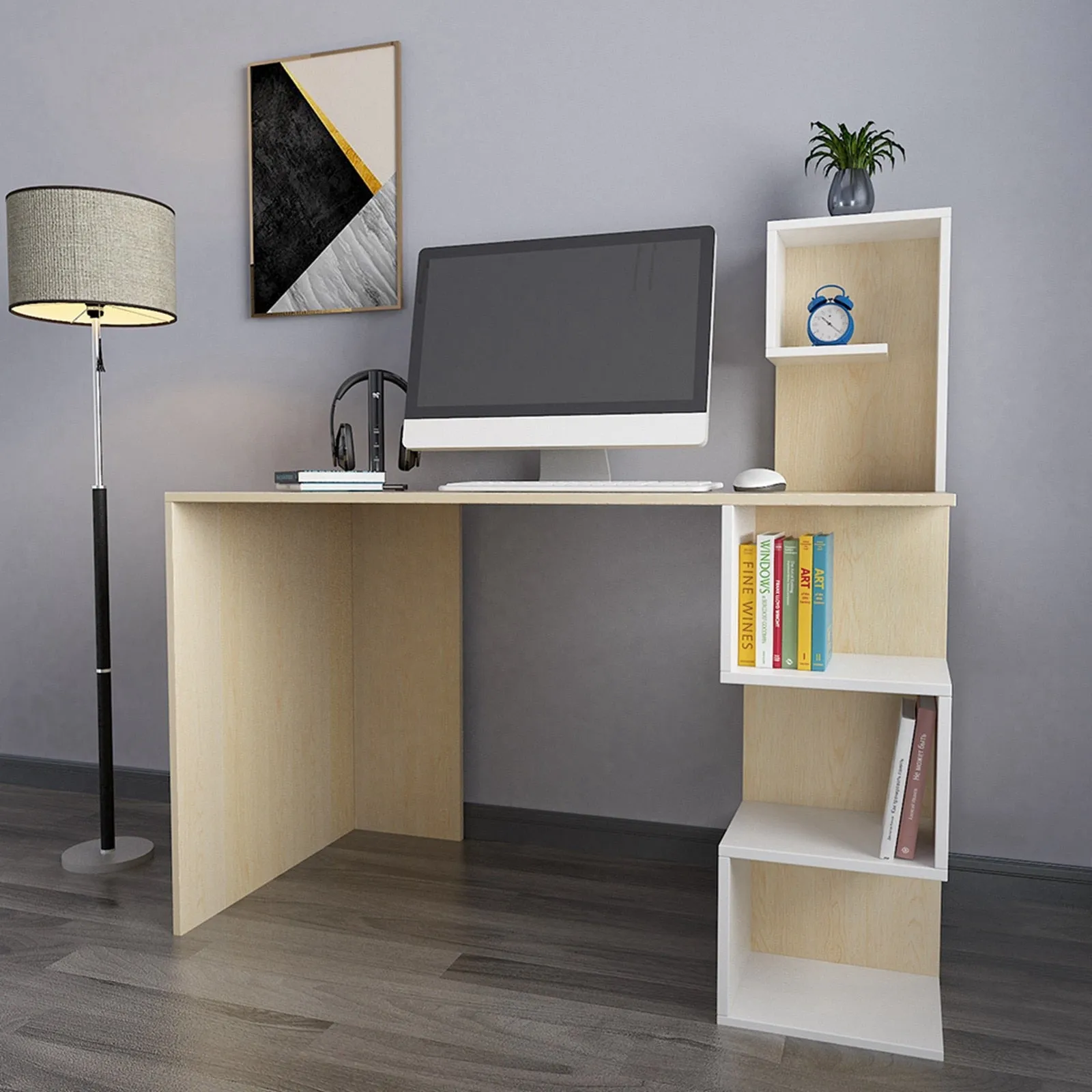 47'' Computer Desk With Bookshelf