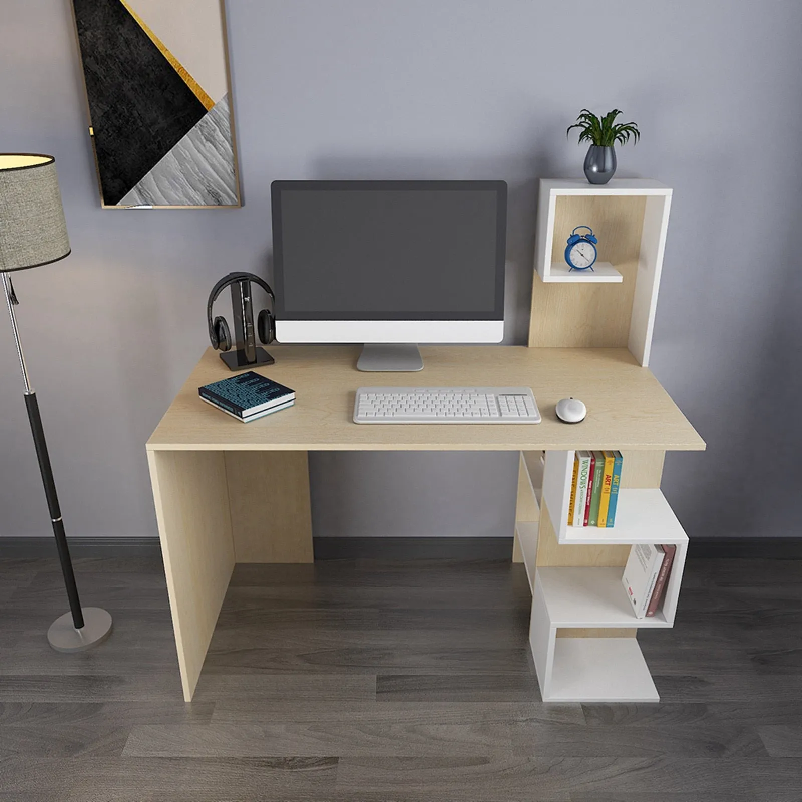 47'' Computer Desk With Bookshelf