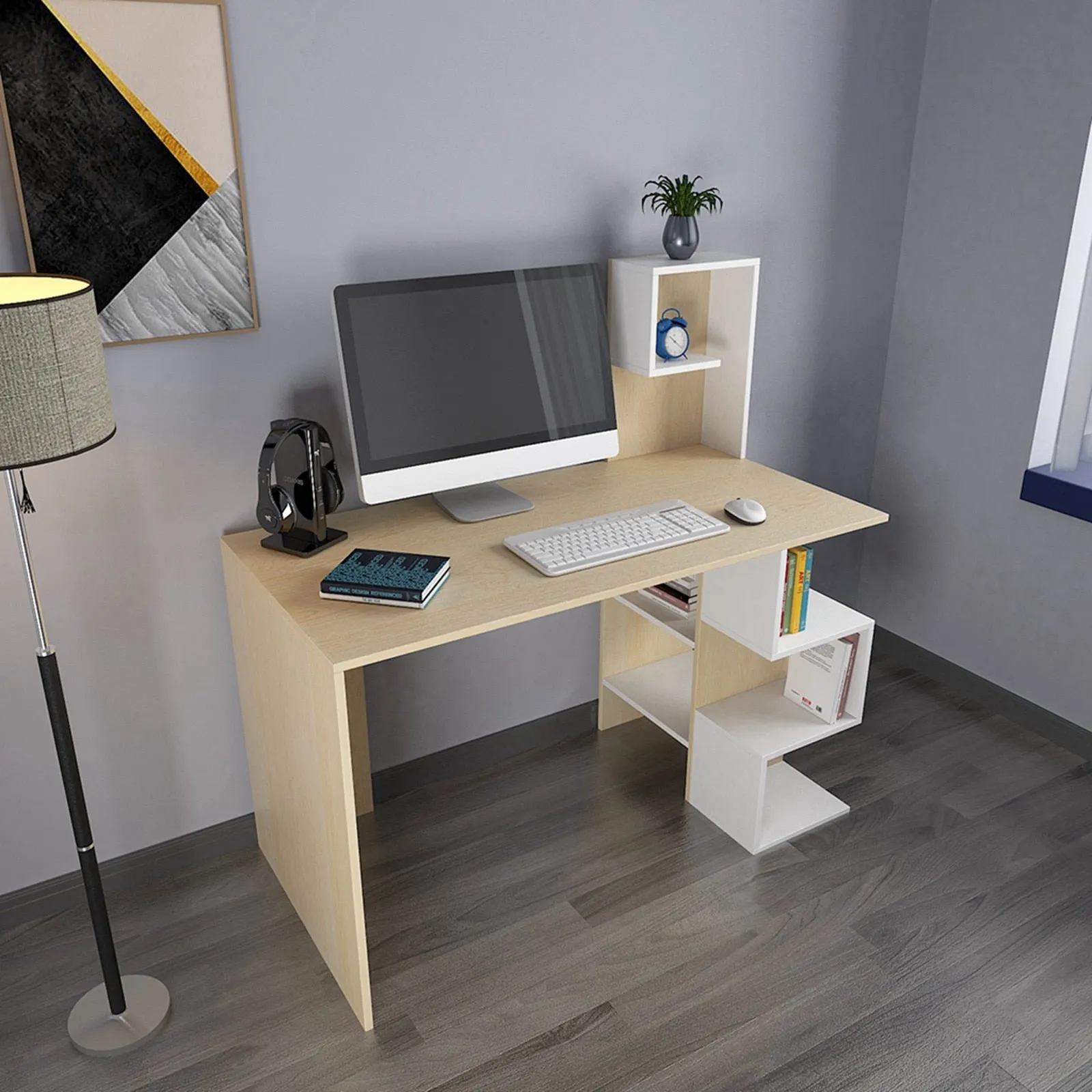 47'' Computer Desk With Bookshelf