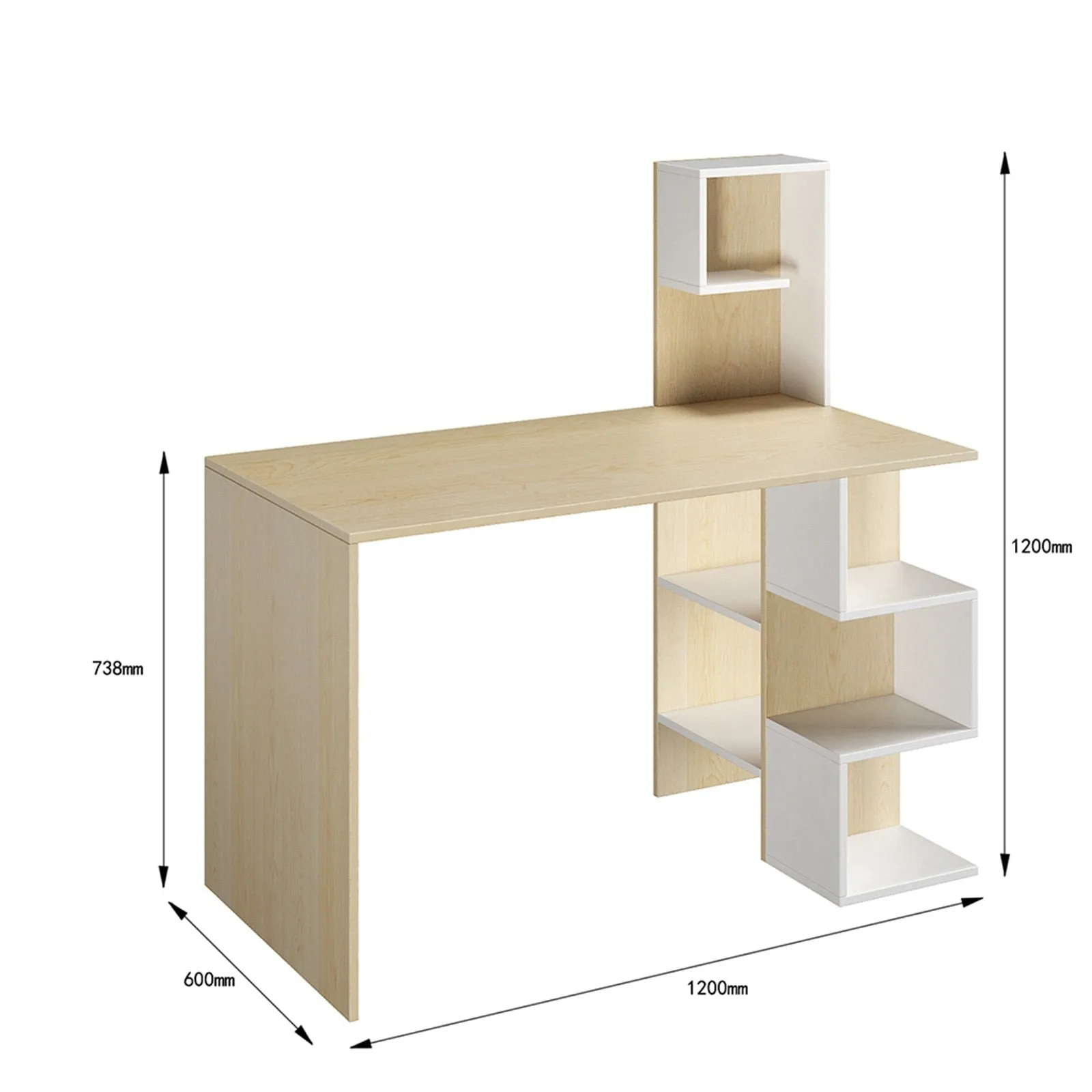 47'' Computer Desk With Bookshelf