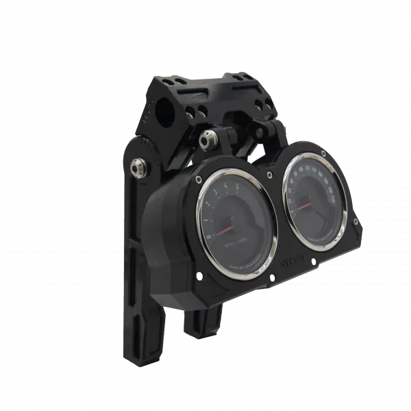 ADJUSTABLE  8 OR 10 INCH MOTORCYCLE BAGGER RISERS WITH GAUGE CUPS BLACK
