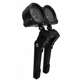 ADJUSTABLE  8 OR 10 INCH MOTORCYCLE BAGGER RISERS WITH GAUGE CUPS BLACK