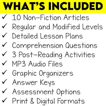 Article of the Week Non-Fiction Articles High Interest Bundle #3