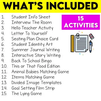 Back to School Activities Bundle