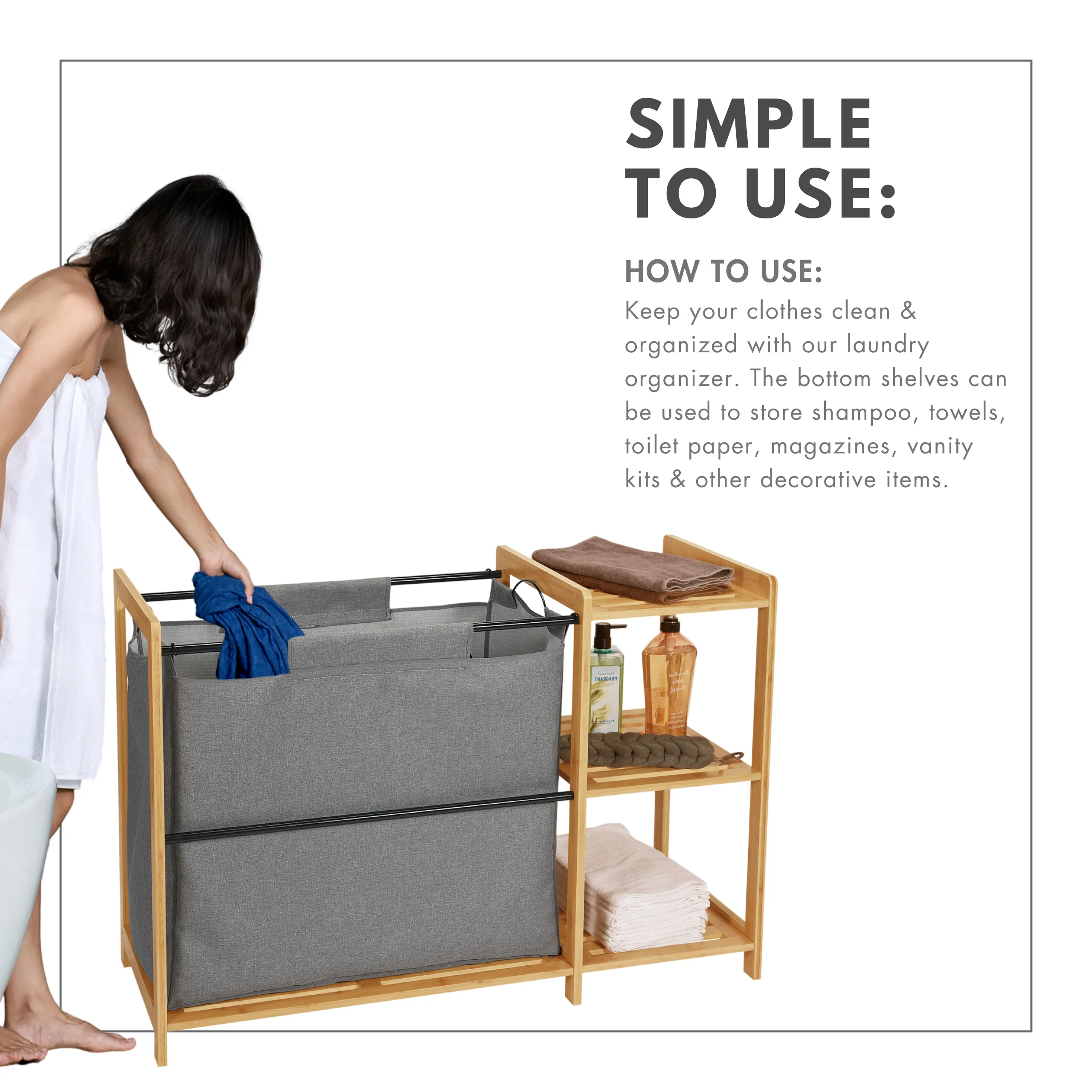 Bamboo Hamper with Shelves