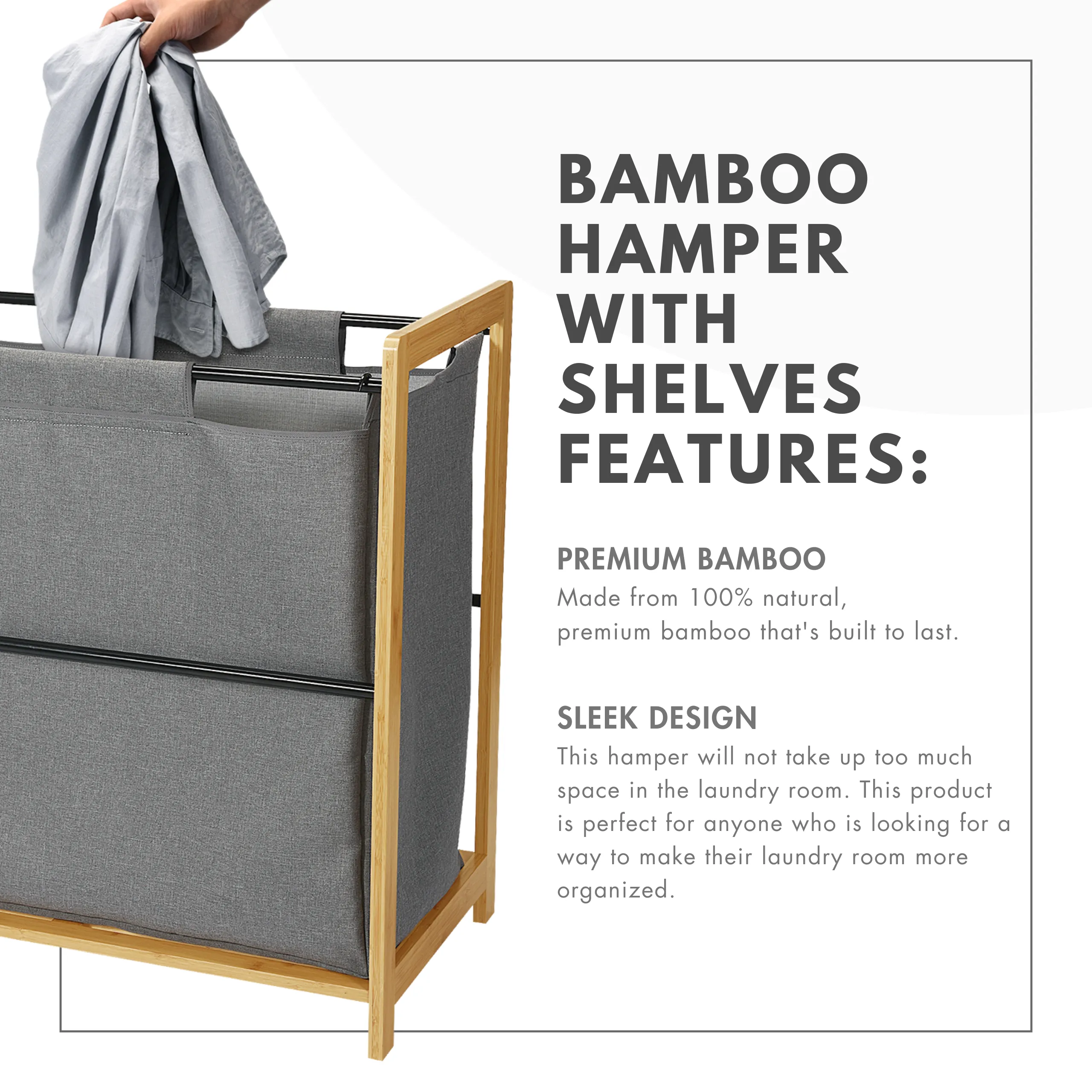 Bamboo Hamper with Shelves