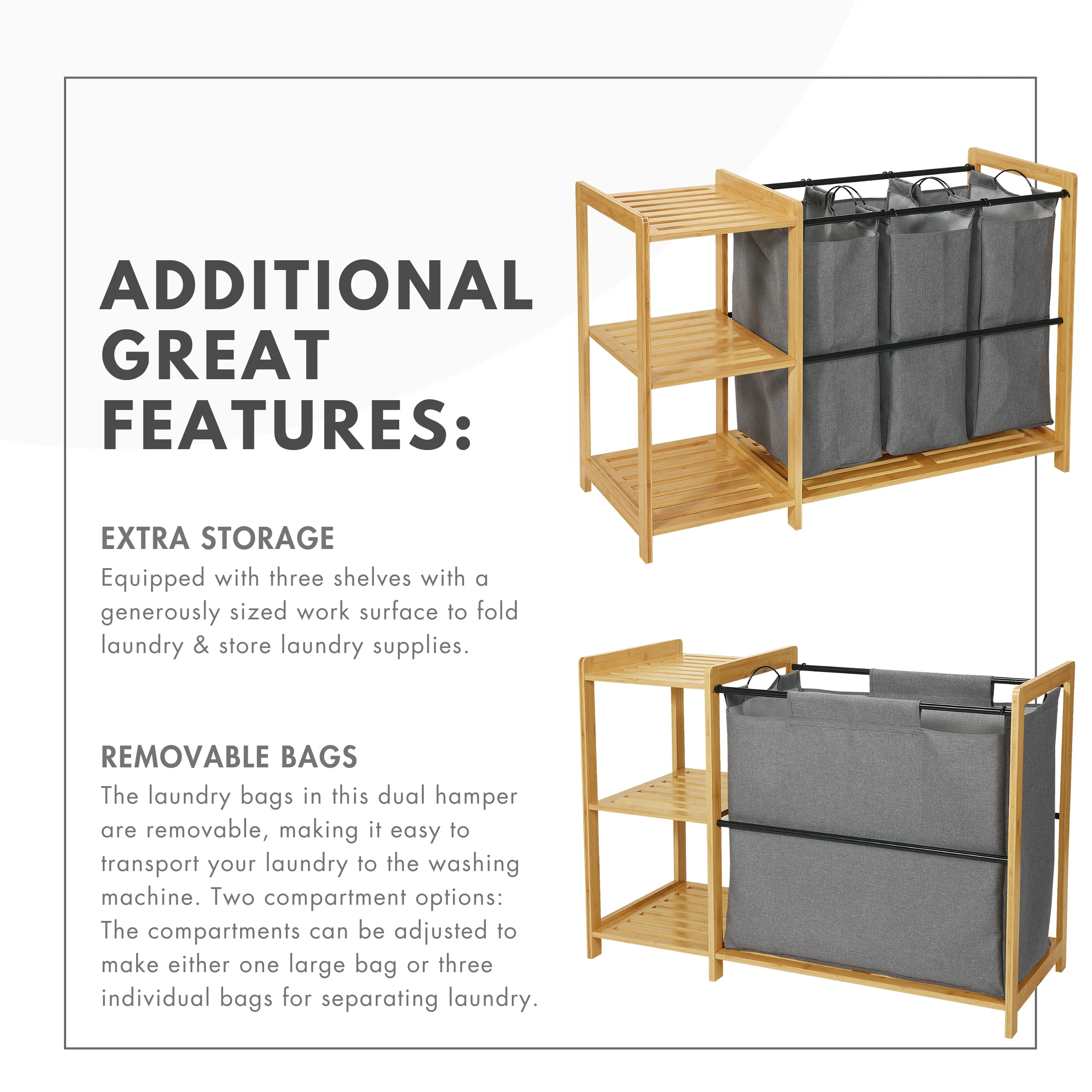 Bamboo Hamper with Shelves