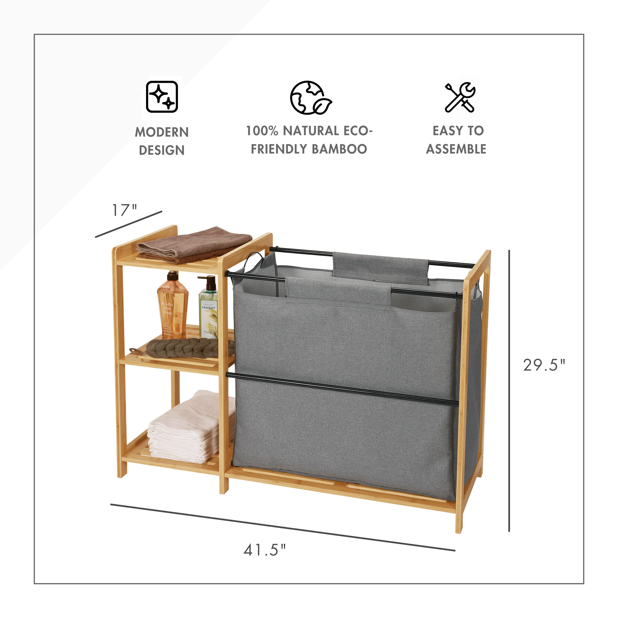 Bamboo Hamper with Shelves