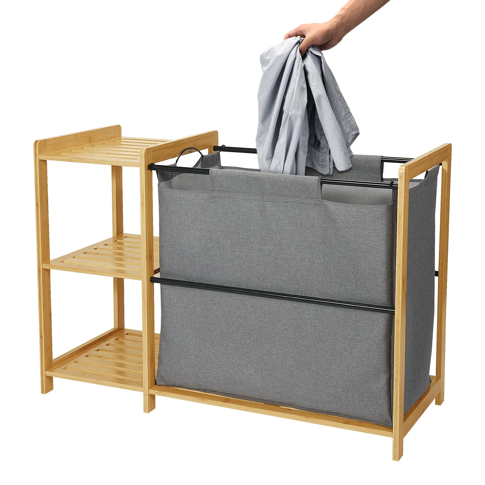Bamboo Hamper with Shelves