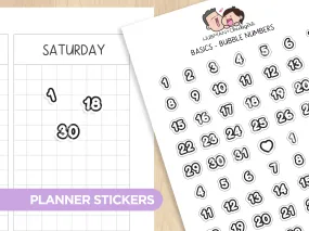 Basics - Bubble Numbers Planner Stickers