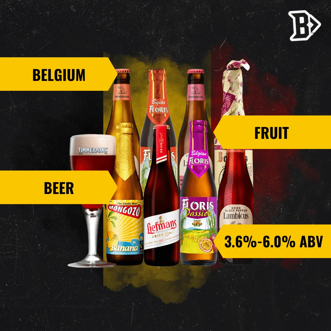 Belgian Fruit Beer Mixed Case with Timmermans Glass (8 Pack)