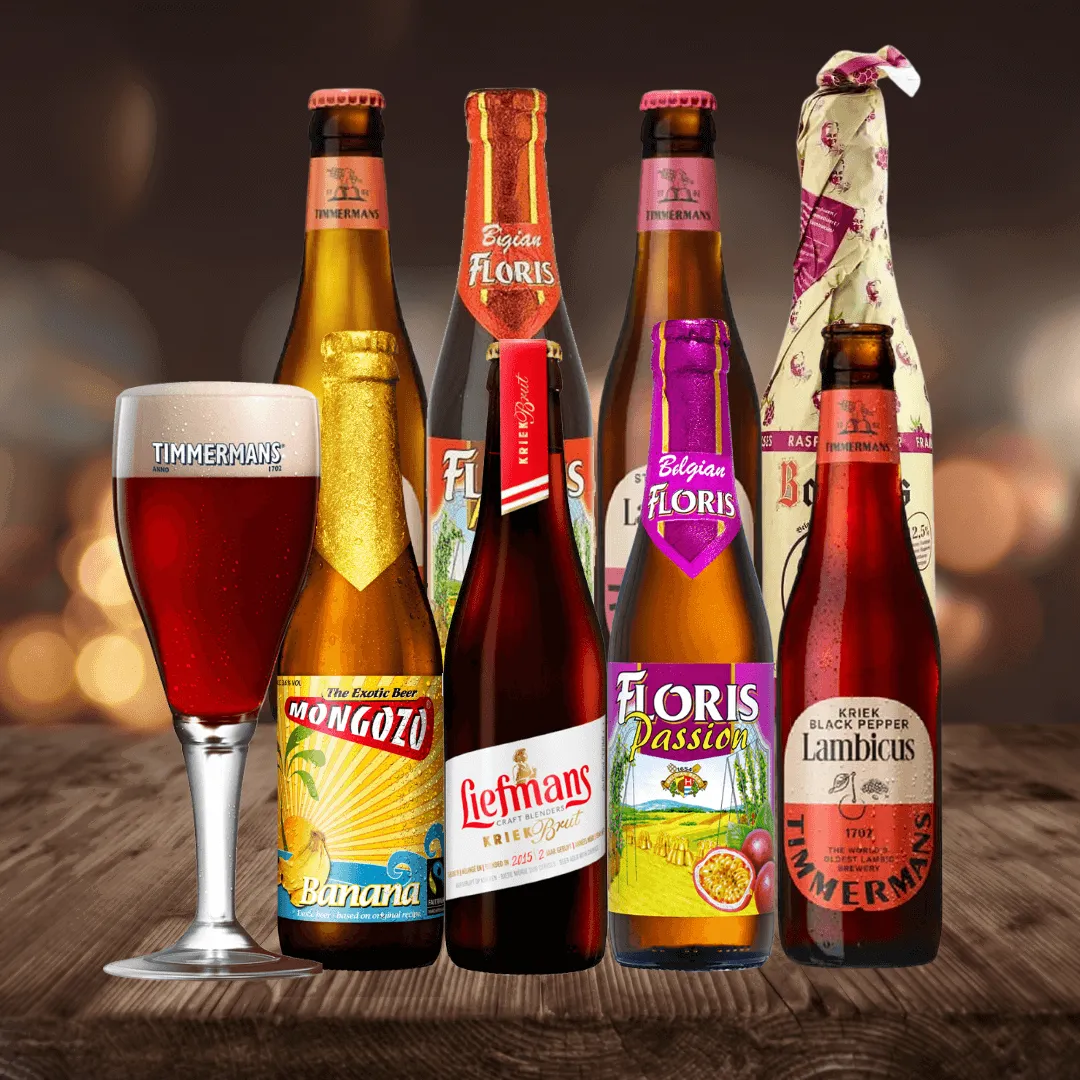 Belgian Fruit Beer Mixed Case with Timmermans Glass (8 Pack)