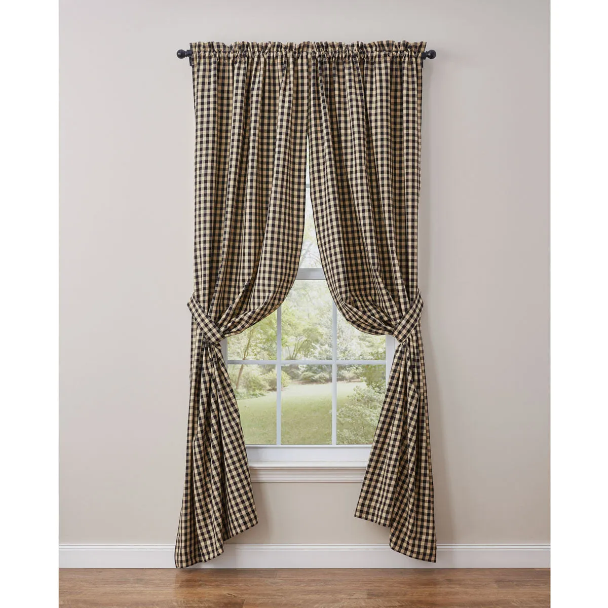 Berry Gingham Lined Panel Pair - 84"