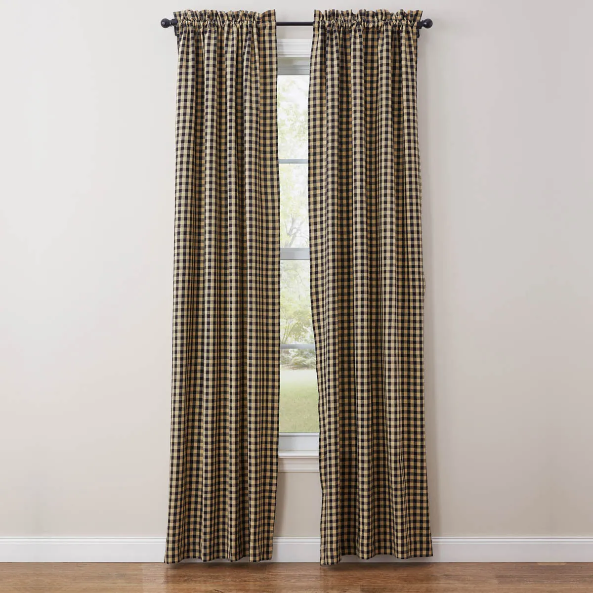 Berry Gingham Lined Panel Pair - 84"