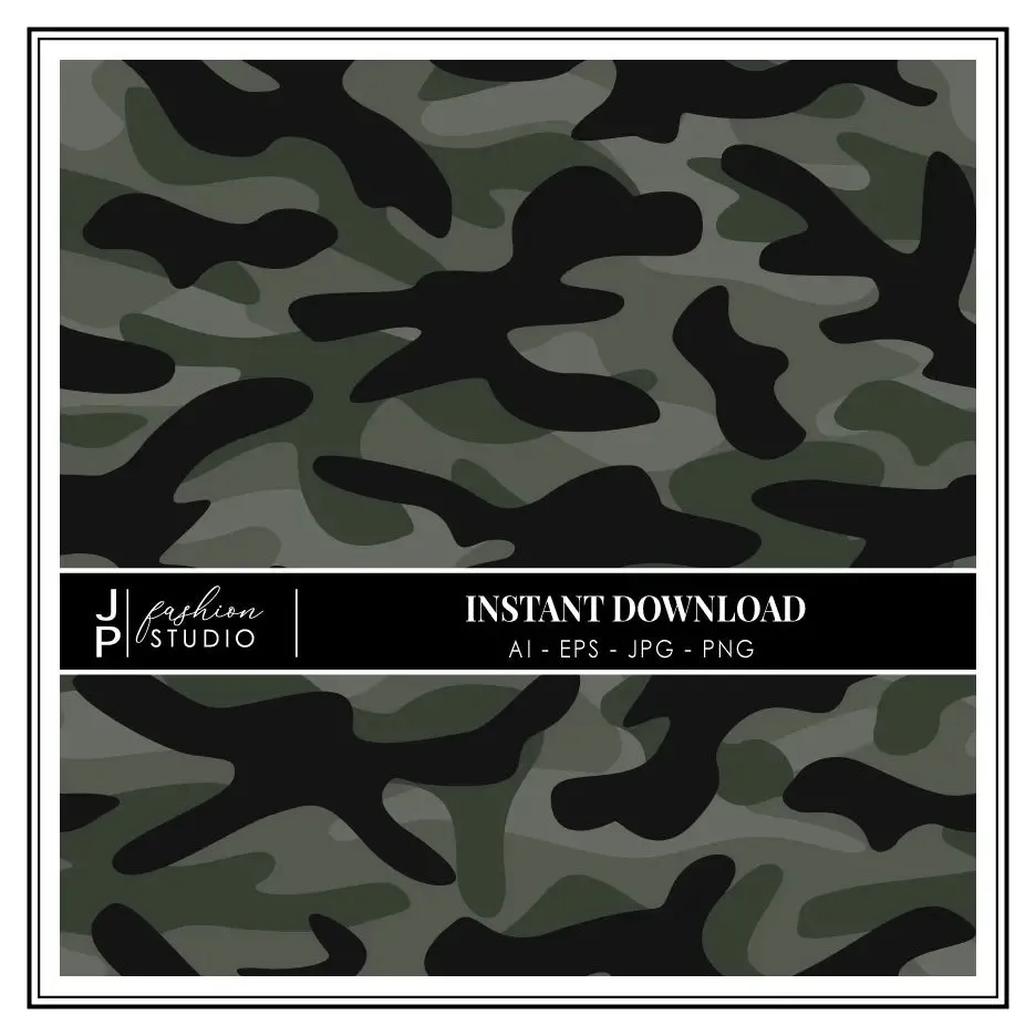 Black and Khaki Camouflage Vector Seamless Pattern, digital paper, scrapbook paper, backgrounds, PNG, repeat patterns, camo military style, INSTANT DOWNLOAD