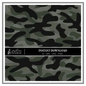 Black and Khaki Camouflage Vector Seamless Pattern, digital paper, scrapbook paper, backgrounds, PNG, repeat patterns, camo military style, INSTANT DOWNLOAD