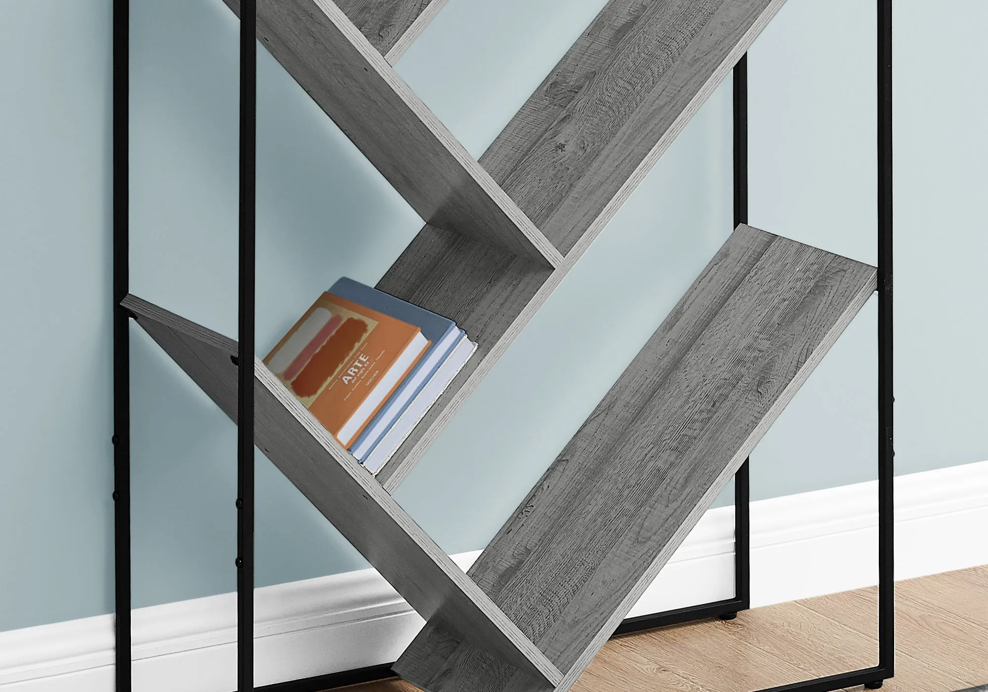 Bookcase - 60"H / Grey / Black Metal