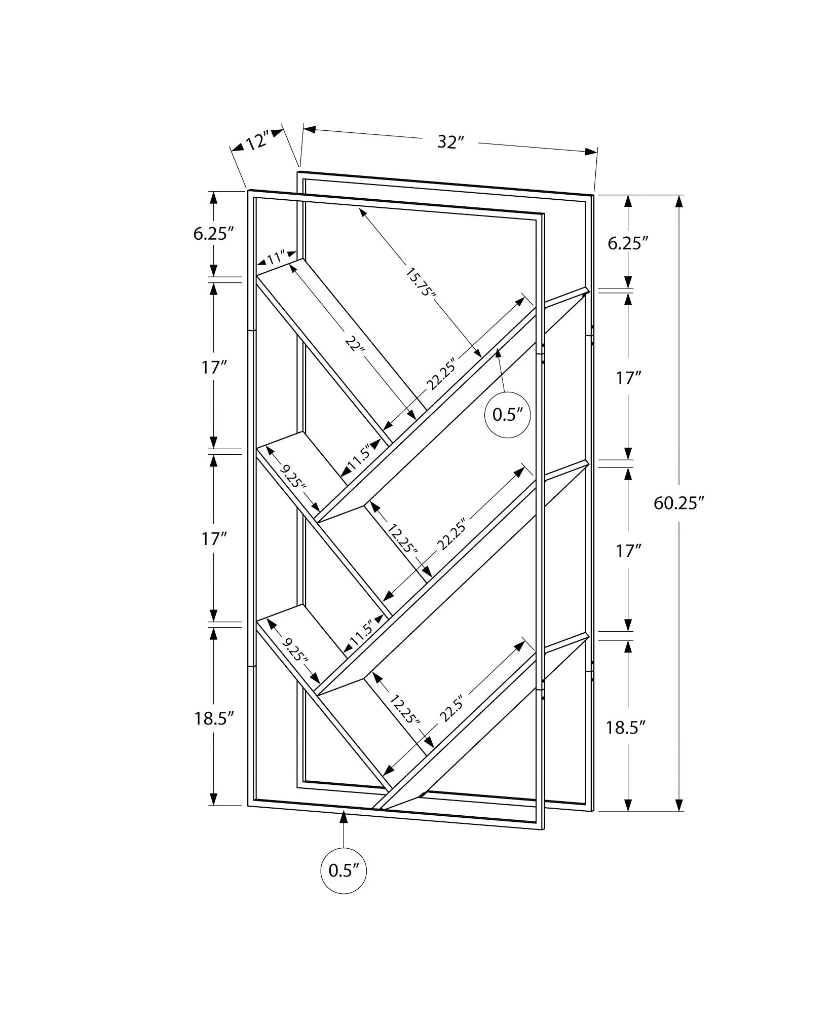 Bookcase - 60"H / Grey / Black Metal