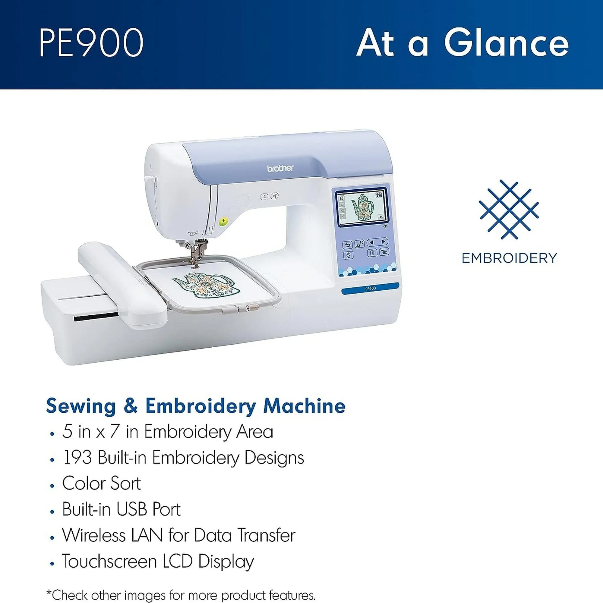 Brother PE900 5" x 7" Embroidery Machine w/ Embroidery & Digitizing Bundle