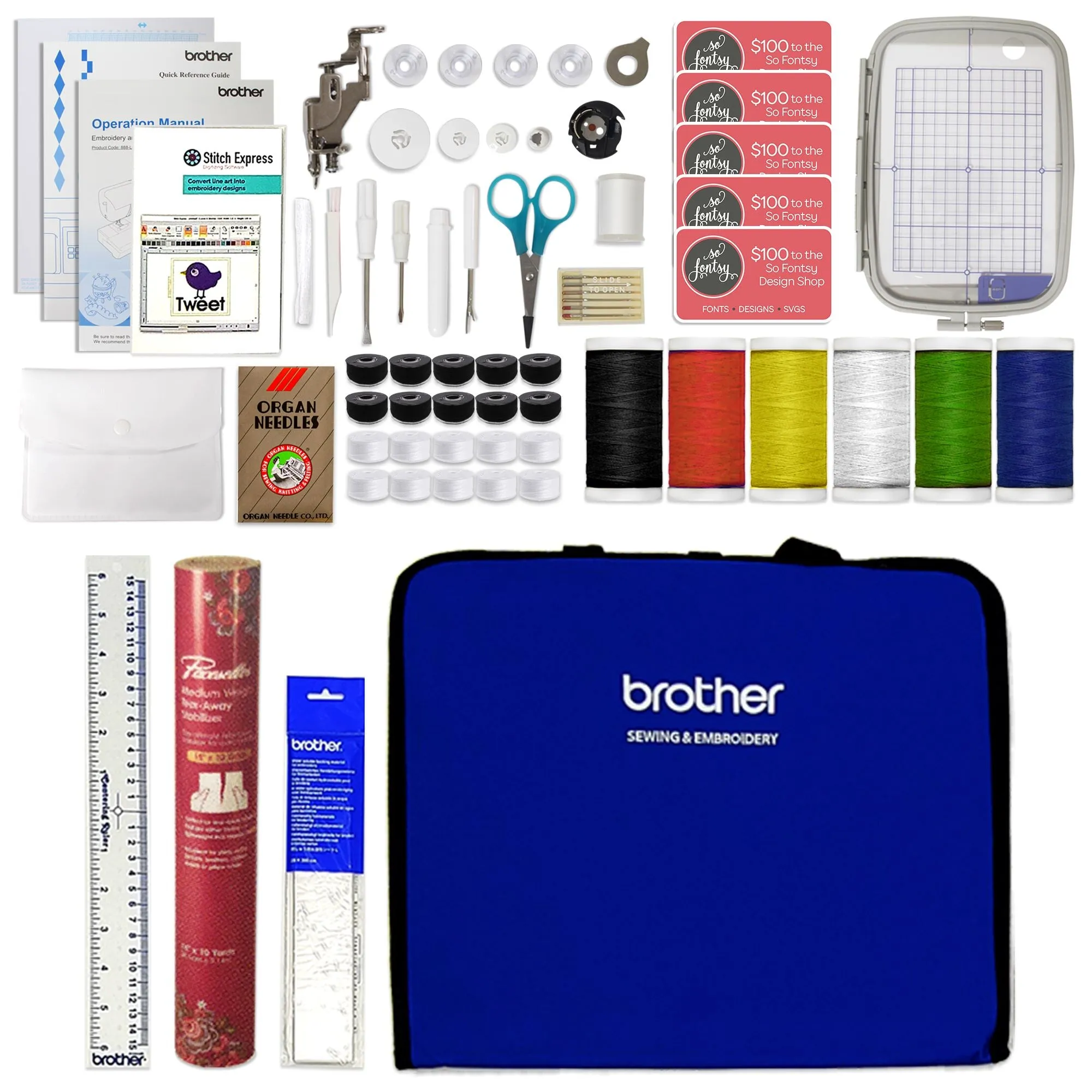 Brother PE900 5" x 7" Embroidery Machine w/ Embroidery & Digitizing Bundle