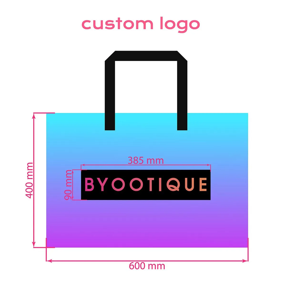 Byootique Custom Tote Bags Holo Beach Totes Shopping Bags 50ct/pk