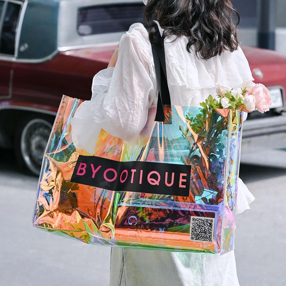 Byootique Custom Tote Bags Holo Beach Totes Shopping Bags 50ct/pk