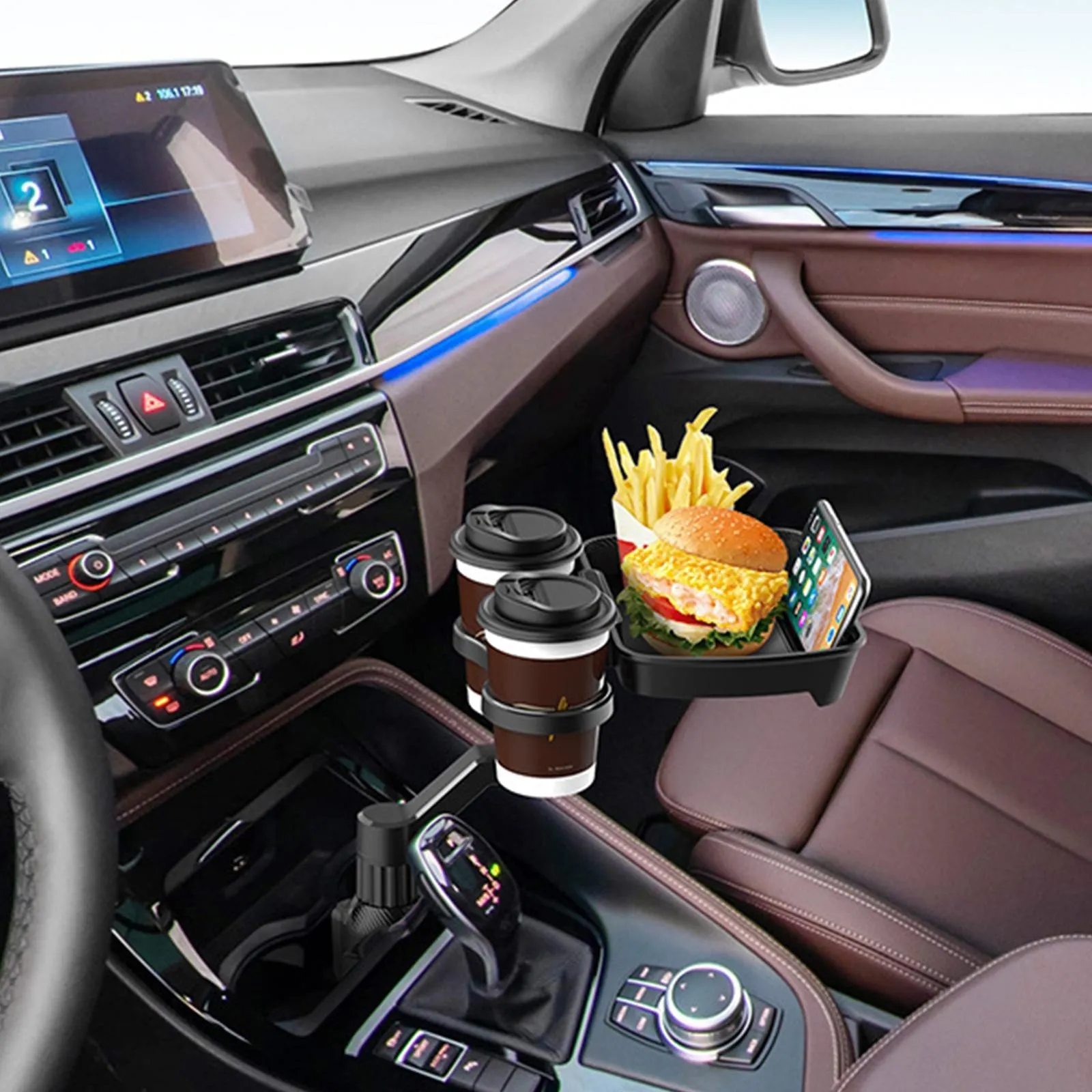 Car Cup Holder 360-degree Rotating Plate Tray Beverage Coffee