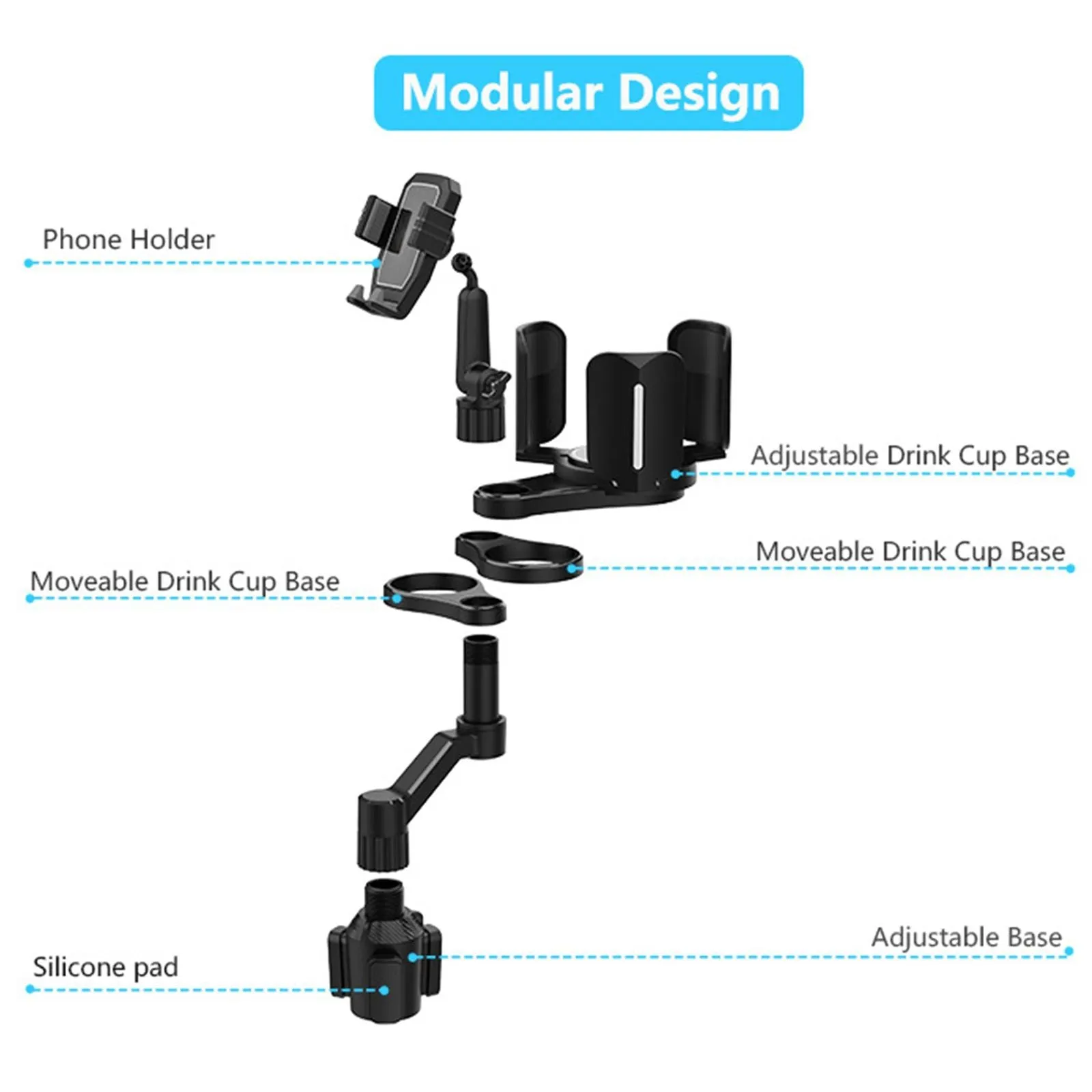 Car Cup Holder Expander Tray For Foods Beverage Coffee