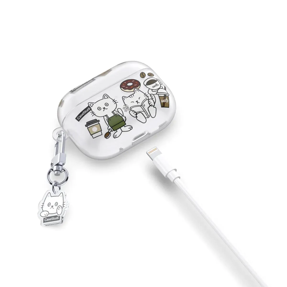 Case Studi Airpods Coffee Cat Case for AirPods Pro 2 (Matte Clear)