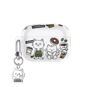 Case Studi Airpods Coffee Cat Case for AirPods Pro 2 (Matte Clear)