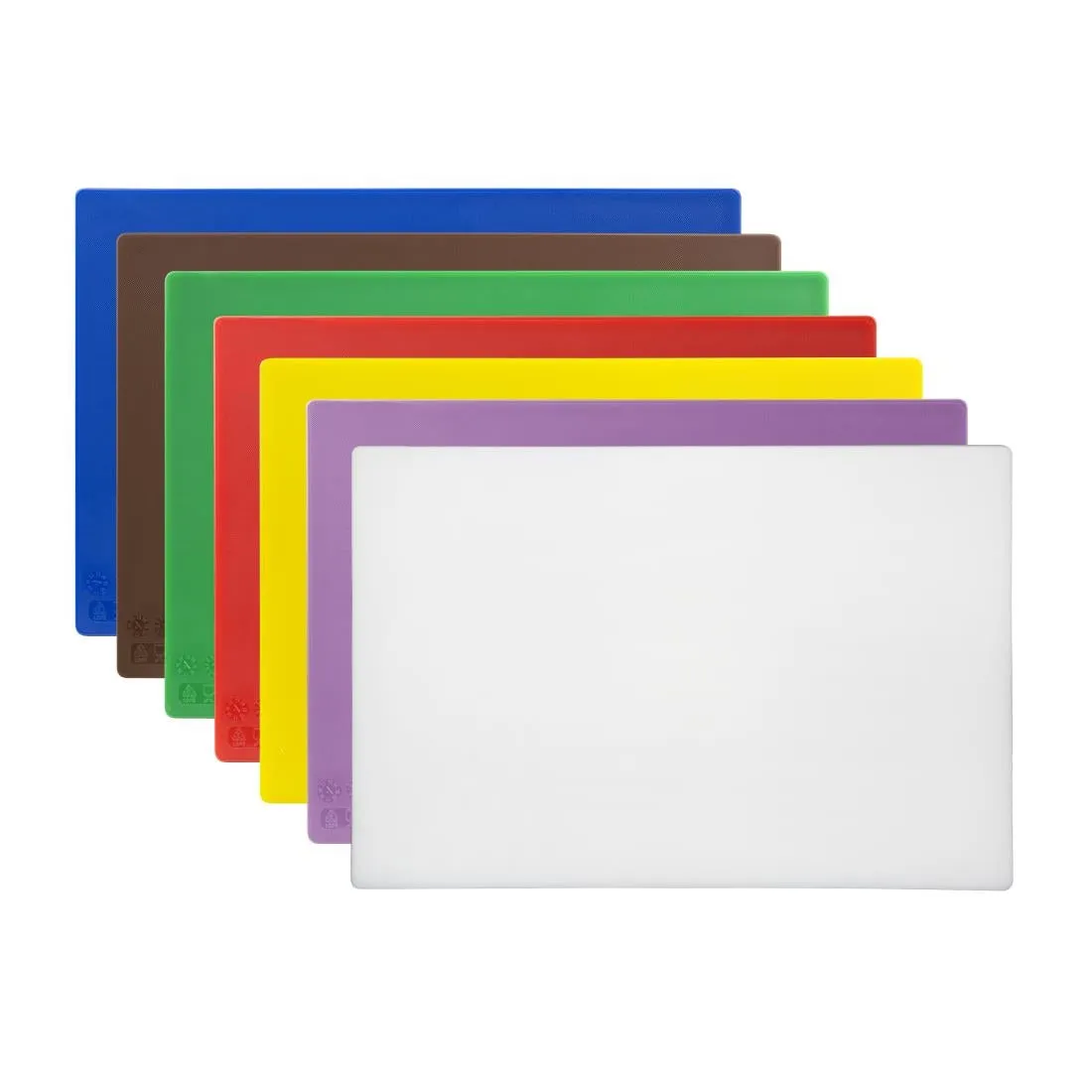 CH041 Hygiplas Low Density Chopping Boards Set with Rack (Set of 7 - 10mm High)