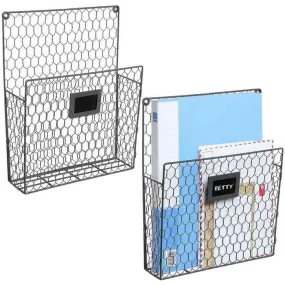 Chicken Wire Baskets w/ Chalkboard Label, Gray, Set of 2