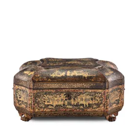 Chinese Export Black Lacquer Jewellery Box - Early 19th Century