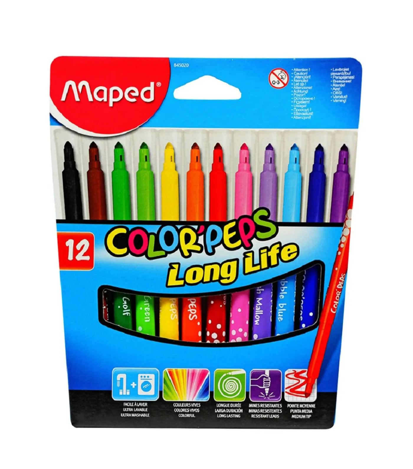 Color'Peps Long Life Colored Markers x 12