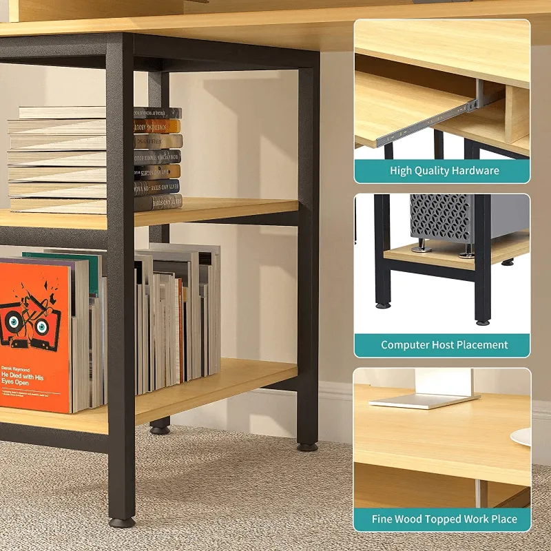 Computer Desk with Keyboard Tray/Shelves