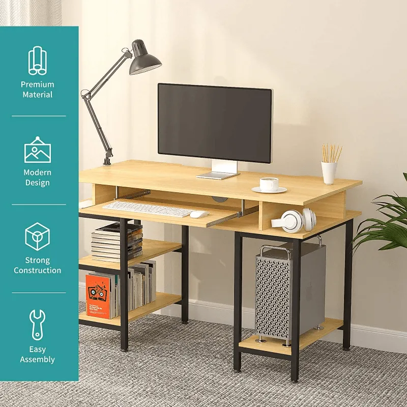 Computer Desk with Keyboard Tray/Shelves