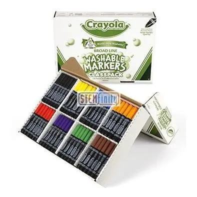 Crayola Washable Markers Classpack - Broad Line, 8 Colors, 200 Count