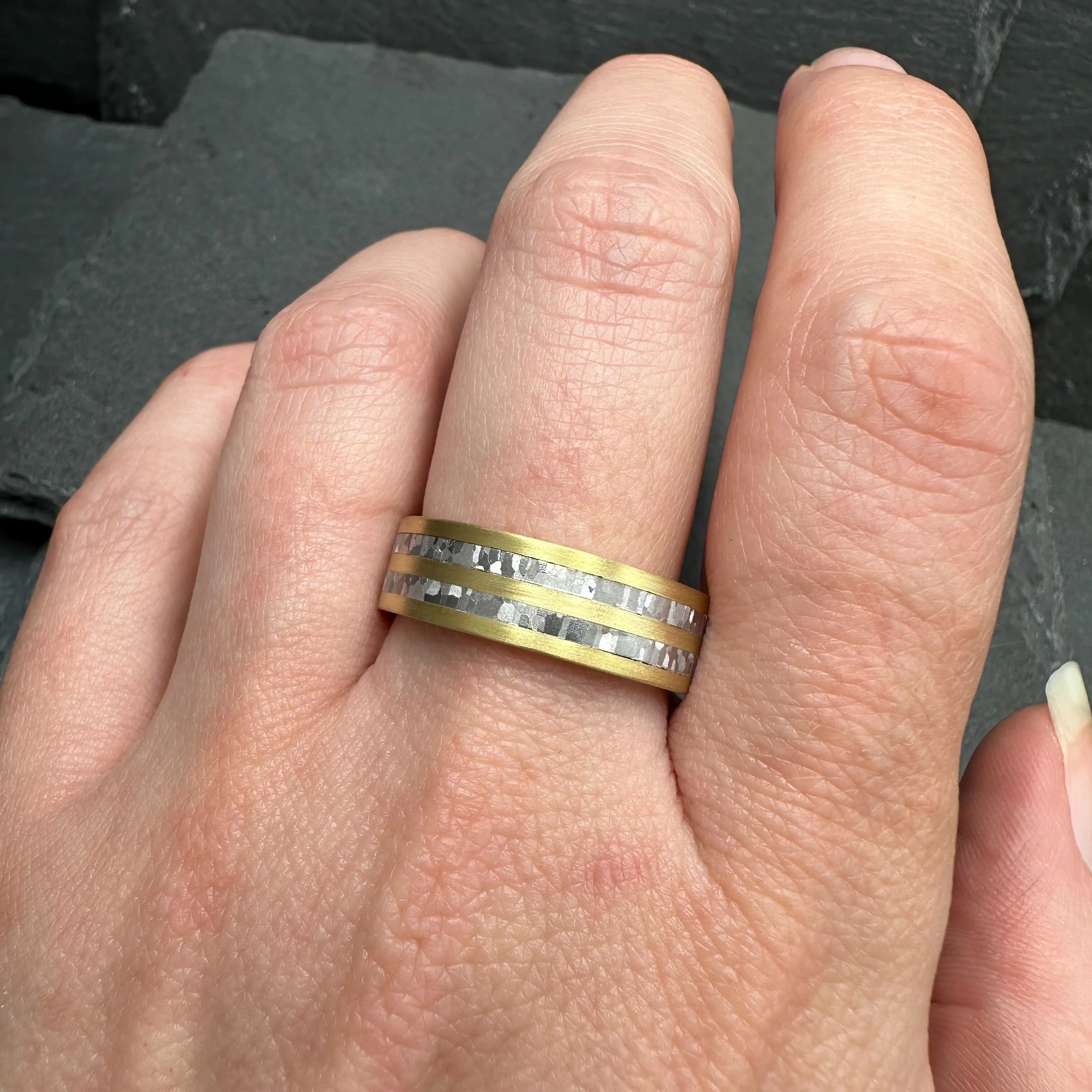Damascus Steel Ring - Crystal