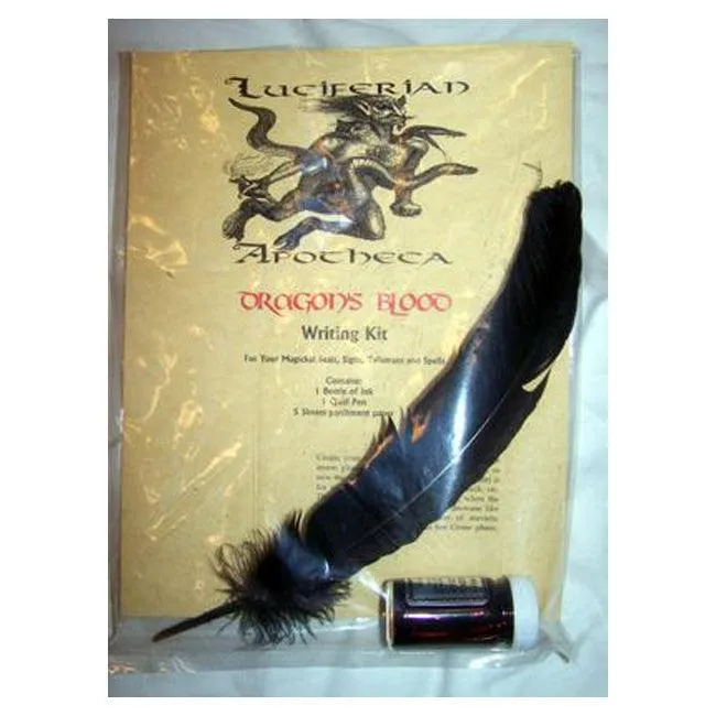 Dragon's Blood Writing Kit | Quill, Ink, and Parchment for Talismans & Spells