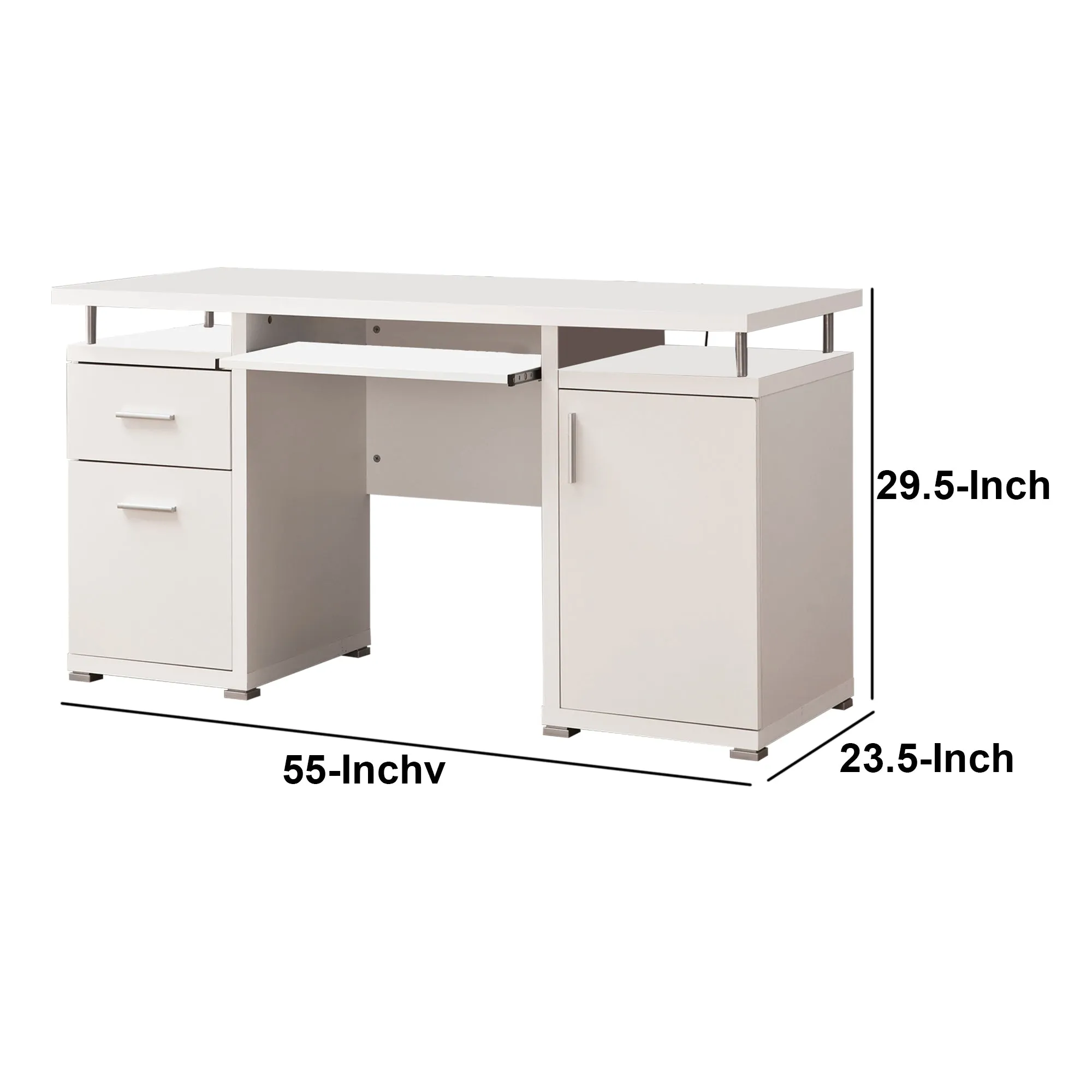 Elegant white Computer desk with efficient Storage By Benzara