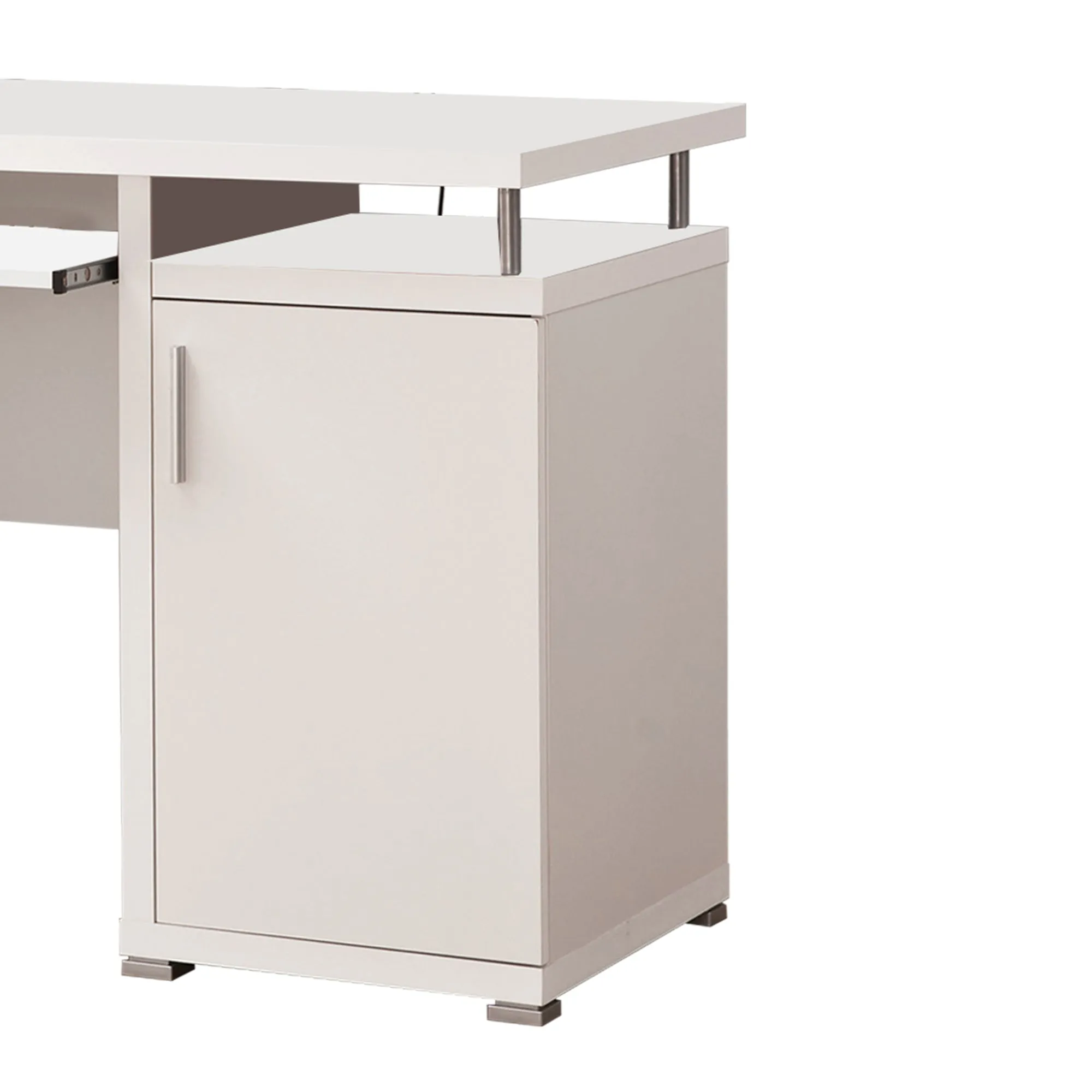 Elegant white Computer desk with efficient Storage By Benzara